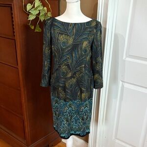 Elegant Peacock Patterned Dress